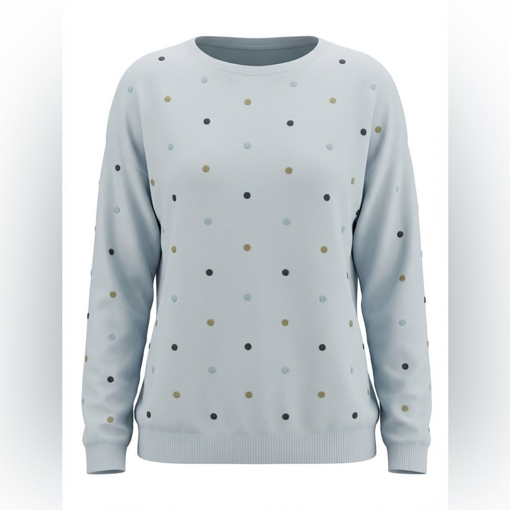 J JILL WOMENS SWEATER SIZE S P MINT GREEN WITH MULTICOLORED DOTS